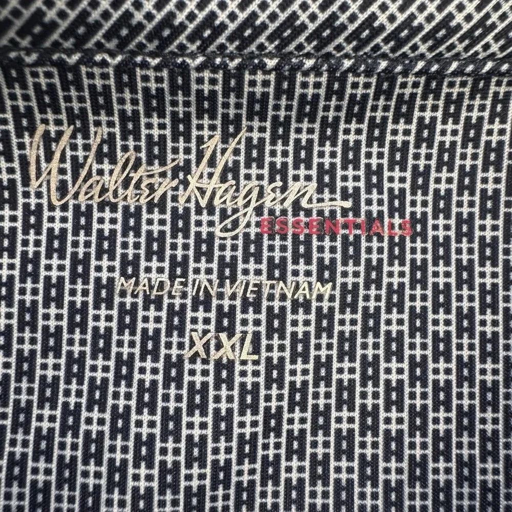 Walter Hagen Essential Shirt Men XXL Blue White All Over Print S/S Polo Golf - Picture 2 of 8
